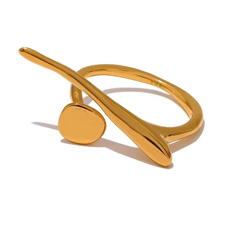 Gold bracelet with a circular design on a white background