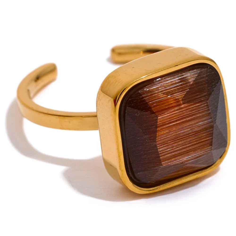Opalique Square Gold Ring - TM & Co. Jewels