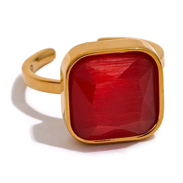 Opalique Square Gold Ring - TM & Co. Jewels