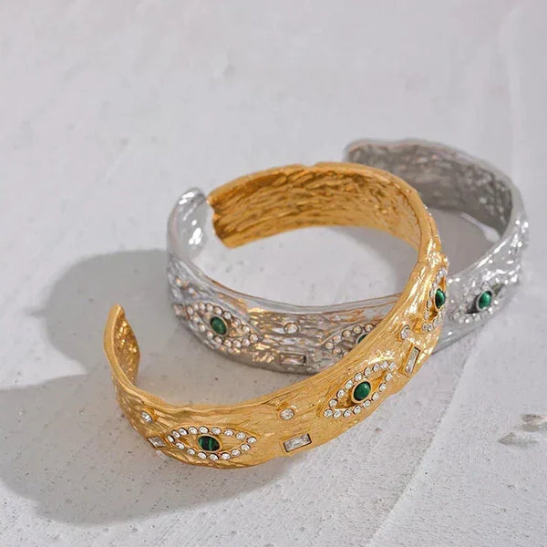 Whimsical Eyes Gold Bangle - TM & Co. Jewels
