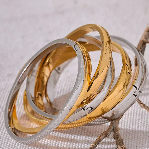 Golden Smooth Stainless Bangle - TM & Co. Jewels