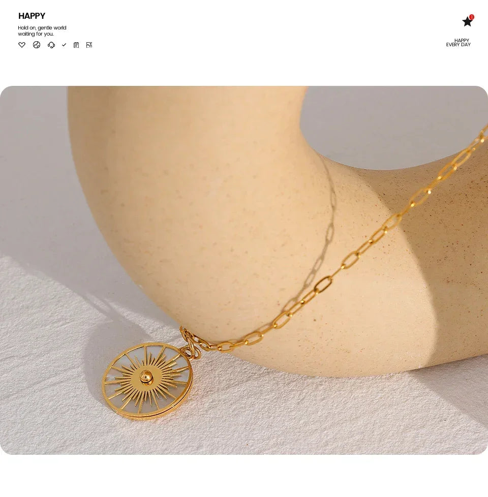 Luxe Rounds Shell Necklace - TM & CO. JEWELS 