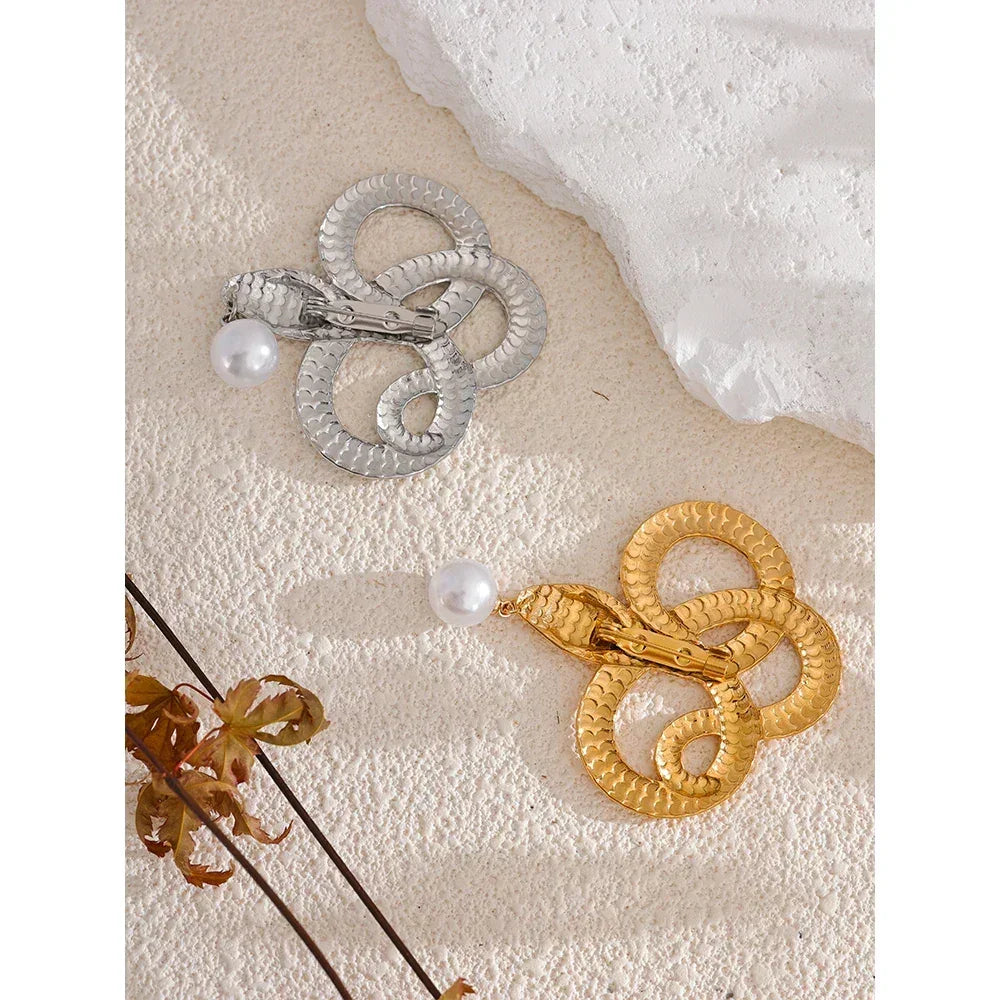 Gilded Snake Drop Pin - TM & CO. JEWELS 