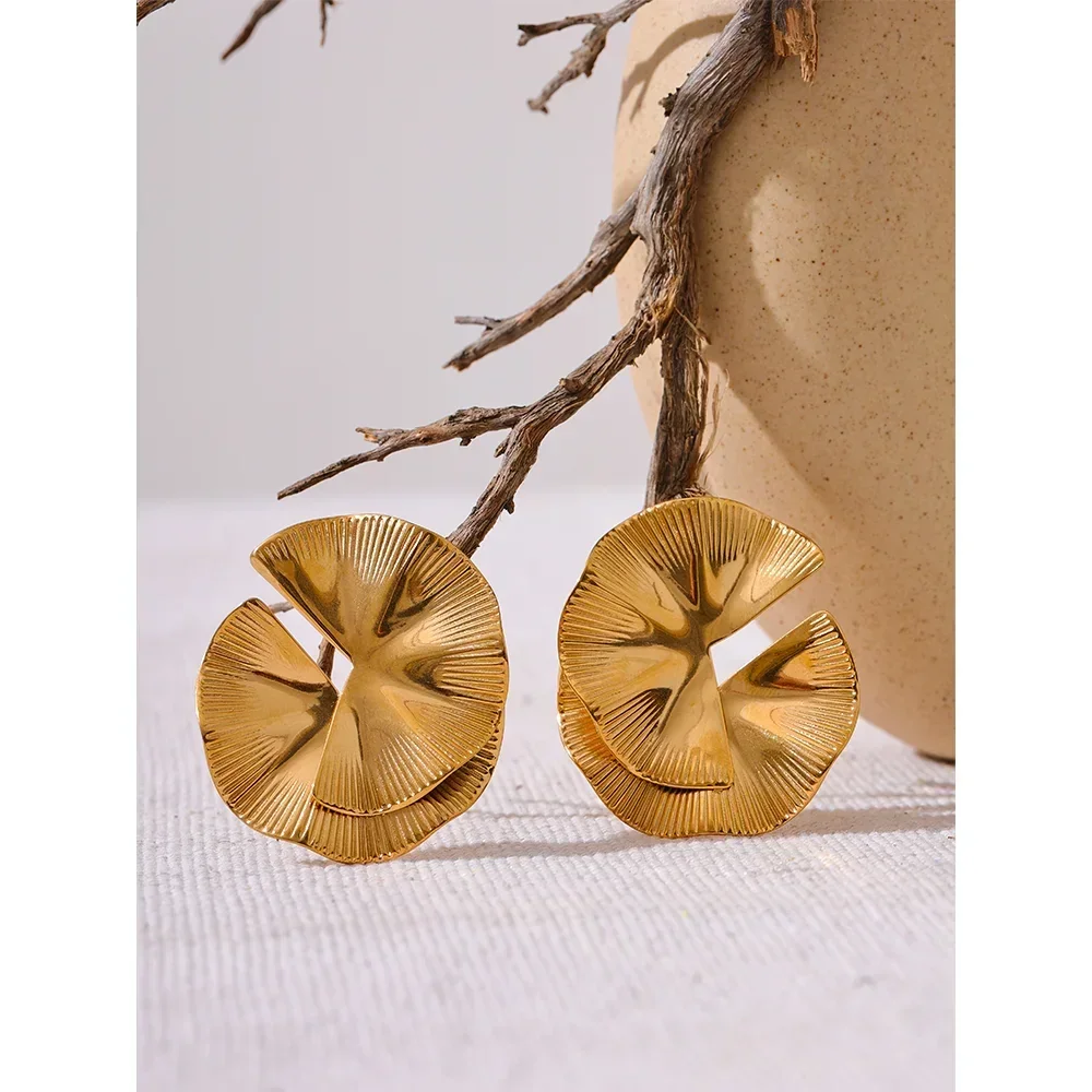 Golden Petal Statement Studs - TM & Co. Jewels