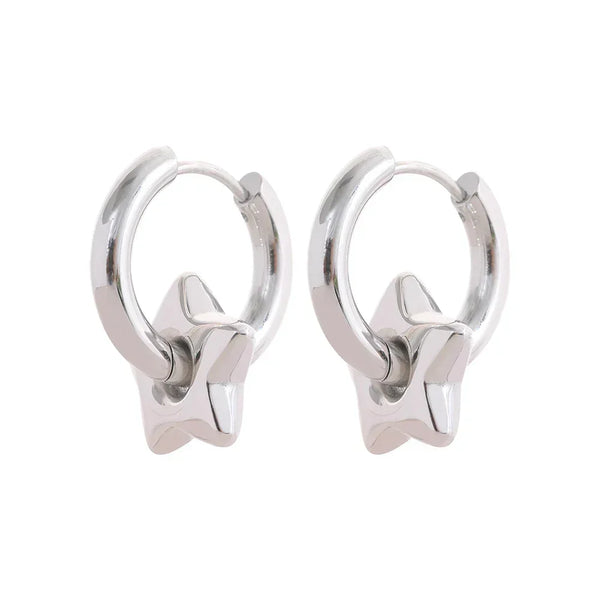 Astral Affection Hoops - TM & CO. JEWELS - Pair of gold hoop earrings on a white background.