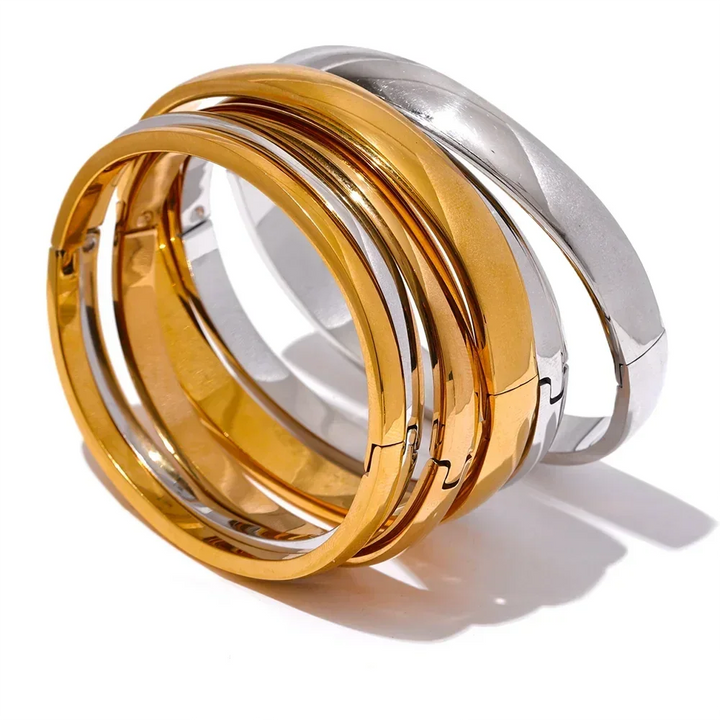 Golden Smooth Stainless Bangle - TM & Co. Jewels