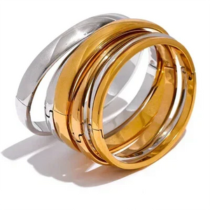 Golden Smooth Stainless Bangle - TM & Co. Jewels