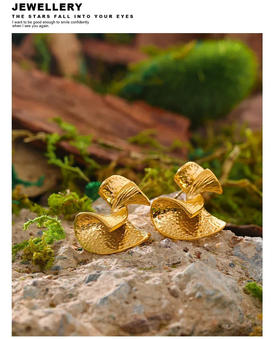 Golden Aura Wave Studs - TM & Co. Jewels
