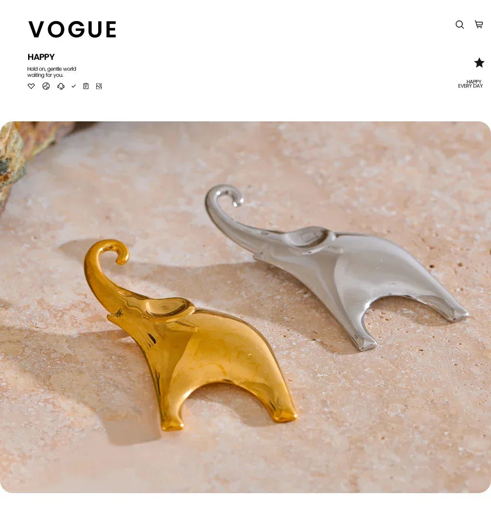 Gilded Elephant Pin - TM & CO. JEWELS 