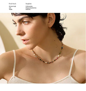 Woman wearing Nouveau Bohème Necklace - TM & CO. JEWELS 
