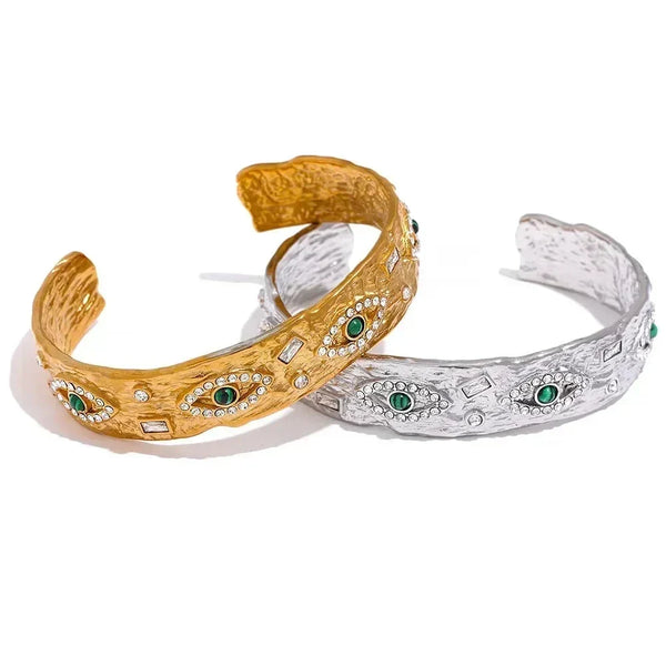 Whimsical Eyes Gold Bangle - TM & Co. Jewels
