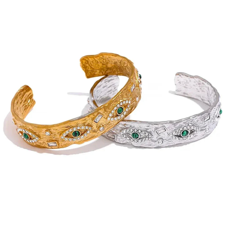 Whimsical Eyes Gold Bangle - TM & Co. Jewels