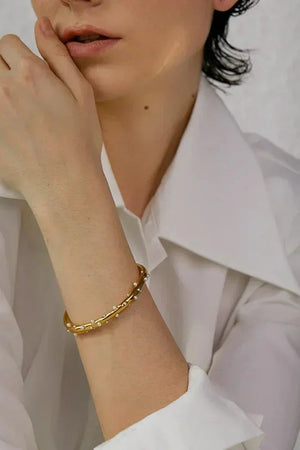 Golden Pearl Charm Bangle - TM & Co. Jewels