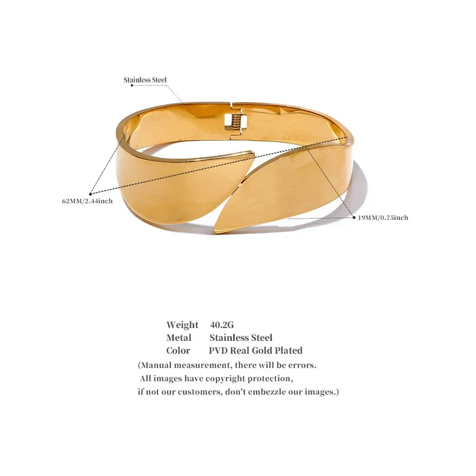 Golden Symmetry Wide Steel Bangle - TM & Co. Jewels