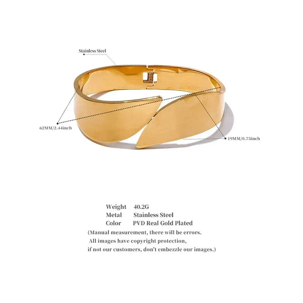 Golden Symmetry Wide Steel Bangle - TM & Co. Jewels