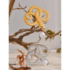Gilded Snake Drop Pin - TM & CO. JEWELS 