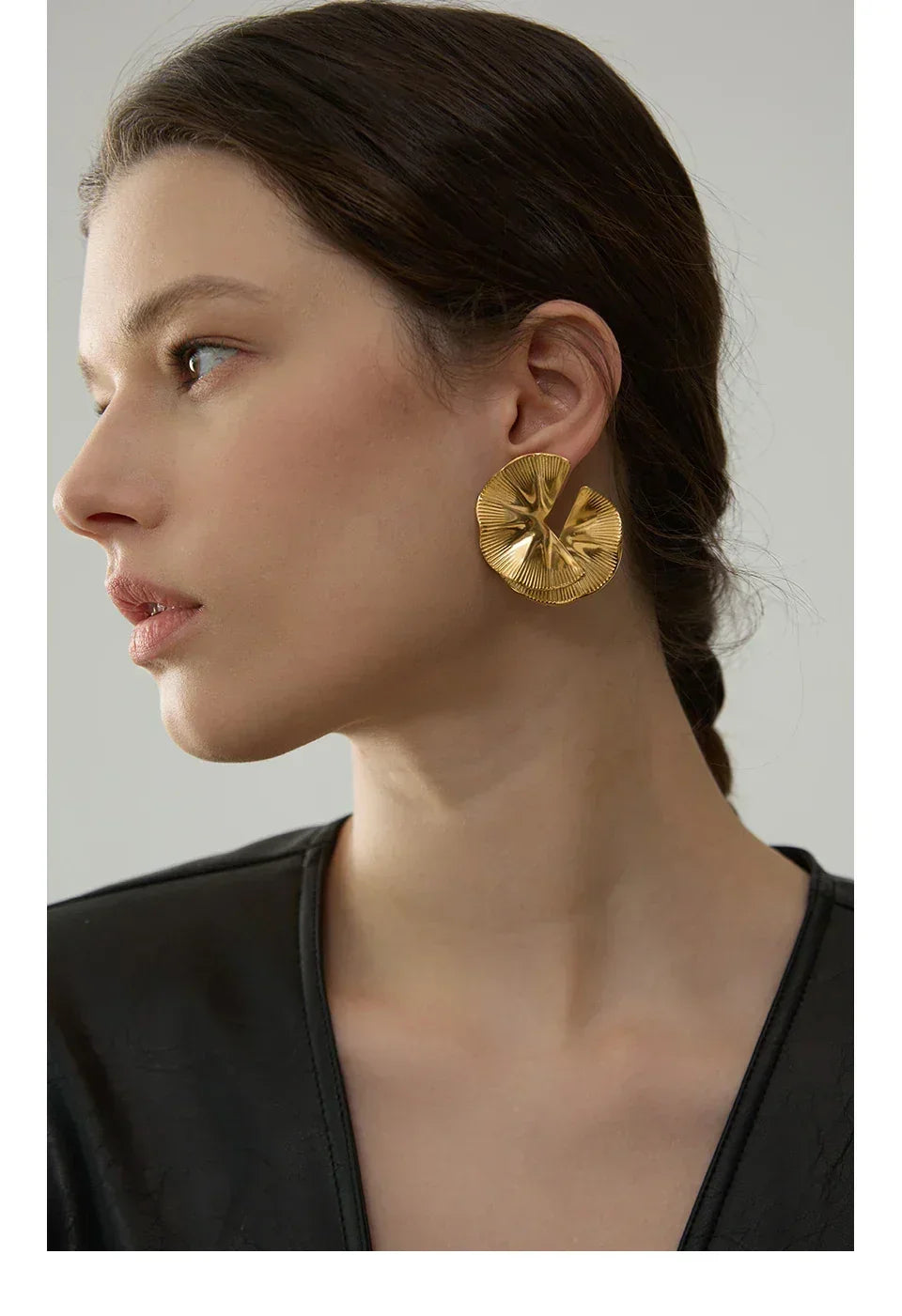 Golden Petal Statement Studs - TM & Co. Jewels