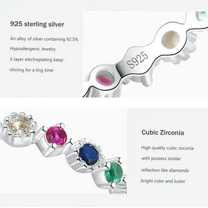 Prism Luxe Stackable Ring - TM & Co. Jewels-Silver ring with multicolored gemstones on a white background.