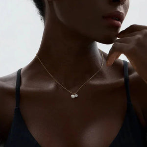 Gold-plated necklace with pearl and crystal pendant, elegant everyday jewelry for women