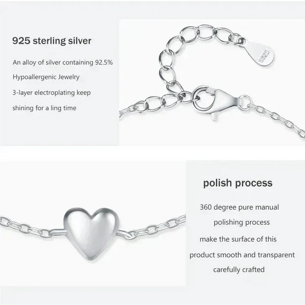 Mia Heart Bracelet - TM & CO. JEWELS bracelet with heart charm on a white background.