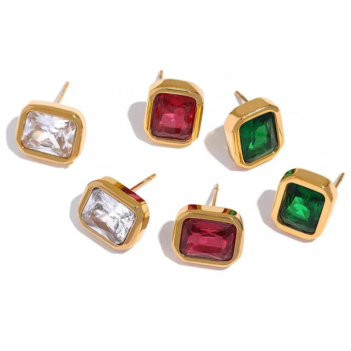 Emerald Elegance Square Studs - TM & Co. Jewels