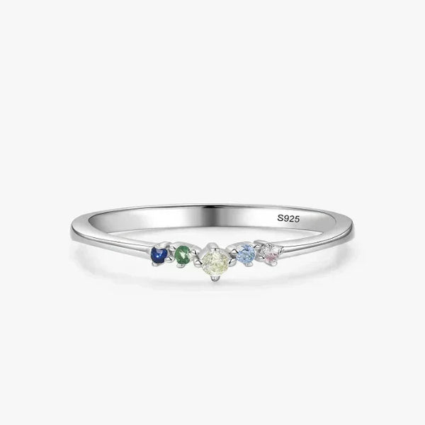Prism Glow Stackable Ring - TM & Co. Jewels-Silver ring with colorful gemstones on a white background.