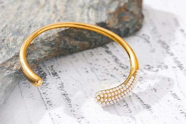 Geometric Grace Pearl Cuff - TM & Co. Jewels