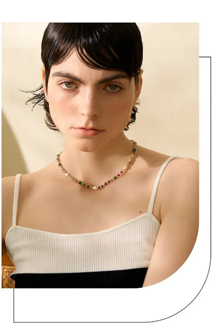 Woman wearing  Nouveau Bohème Necklace - TM & CO. JEWELS 