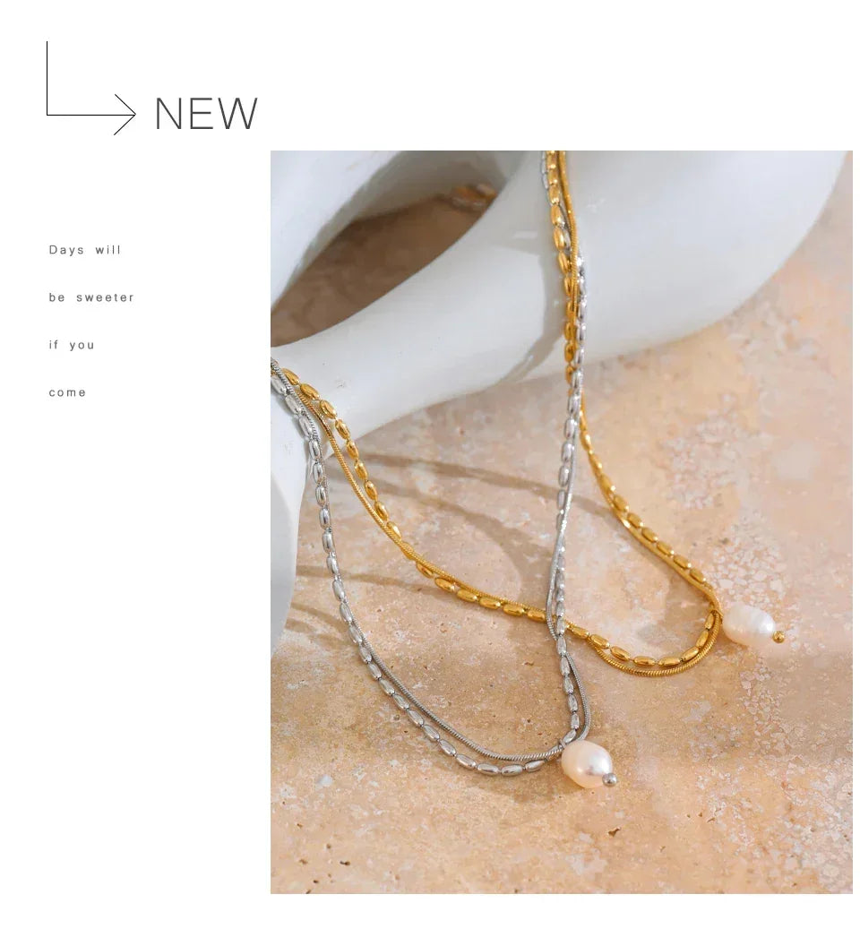 Aura Double Chain Pendant - TM & CO. JEWELS 