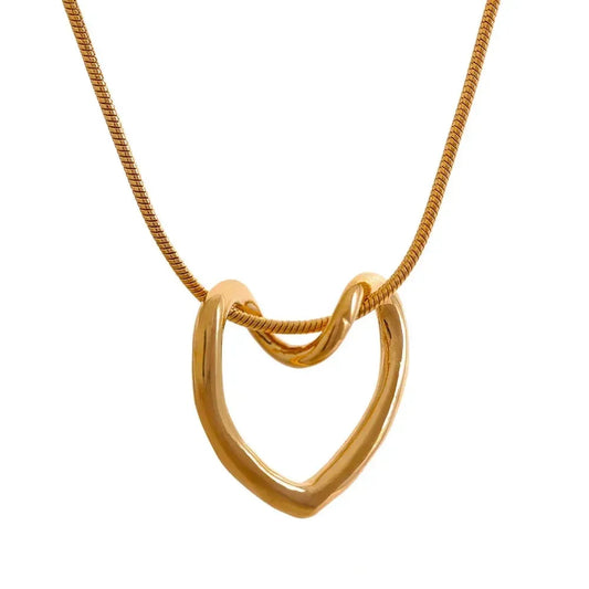 18K gold-plated heart-shaped pendant necklace with a modern, minimalist design