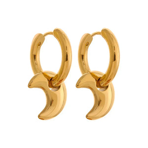 Astral Affection Hoops - TM & CO. JEWELS - Pair of gold hoop earrings on a white background.