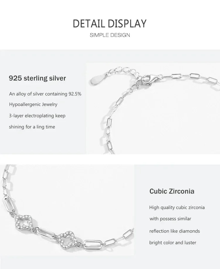 925 sterling silver bracelet with cubic zirconia accents and adjustable chain detail