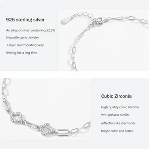 925 sterling silver bracelet with cubic zirconia accents and adjustable chain detail