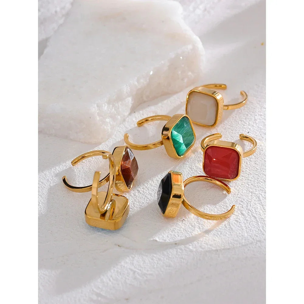 Opalique Square Gold Ring - TM & Co. Jewels