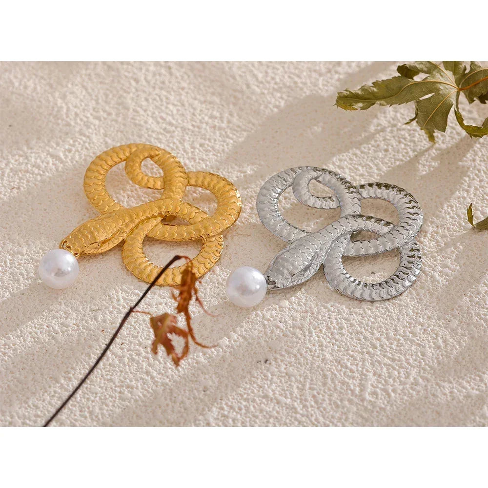 Gilded Snake Drop Pin - TM & CO. JEWELS 