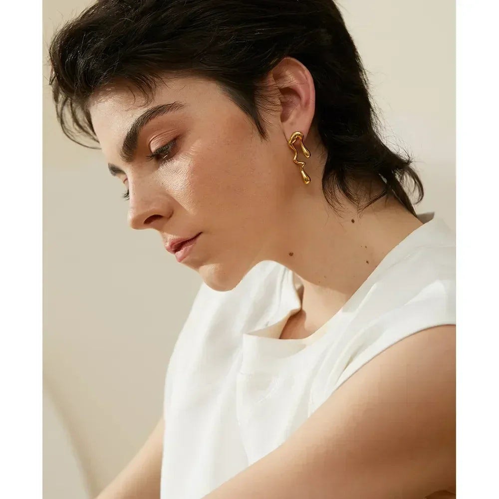 Asymmetry Unusual Big Stud Earrings - TM & CO. JEWELS 