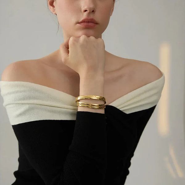 Golden Smooth Stainless Bangle - TM & Co. Jewels