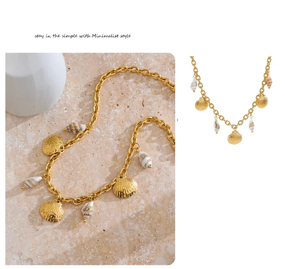 Gilded Shell Pendant - TM & CO. JEWELS 