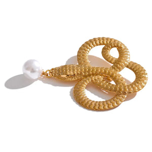 Gilded Snake Drop Pin - TM & CO. JEWELS 