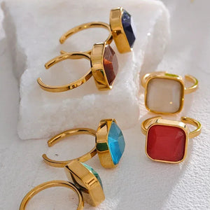 Opalique Square Gold Ring - TM & Co. Jewels