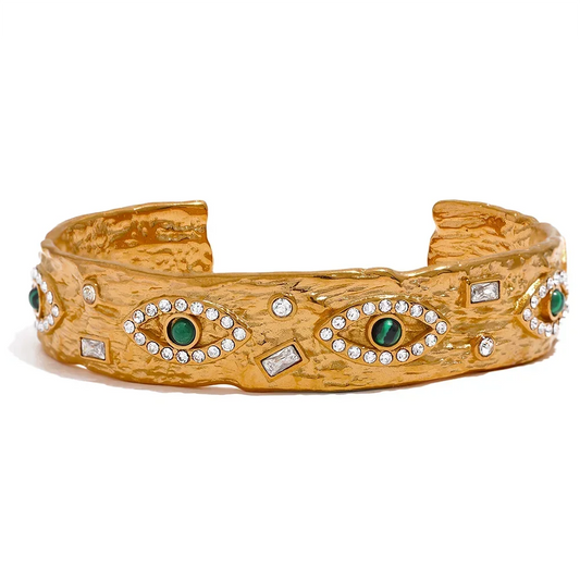 Whimsical Eyes Gold Bangle - TM & Co. Jewels