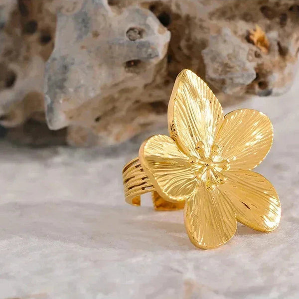 Aqua Flora Gilded Bloom Ring - TM & CO. JEWELS 