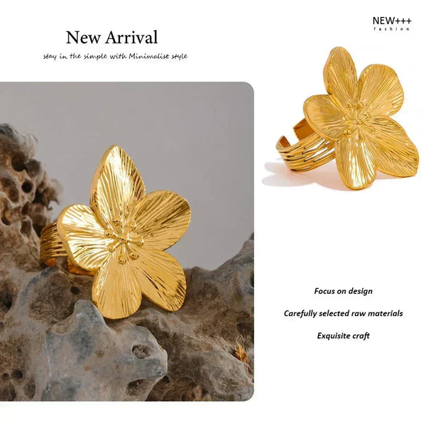 Aqua Flora Gilded Bloom Ring - TM & CO. JEWELS 