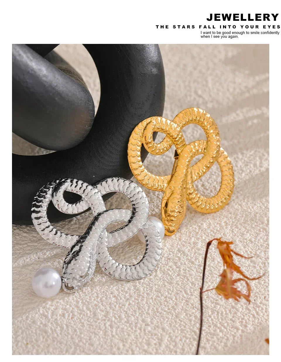 Gilded Snake Drop Pin - TM & CO. JEWELS 