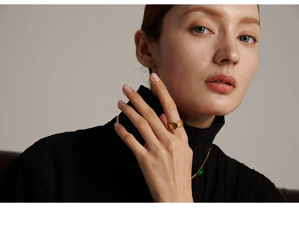 Golden Edge Geometric Ring - TM & Co. Jewels