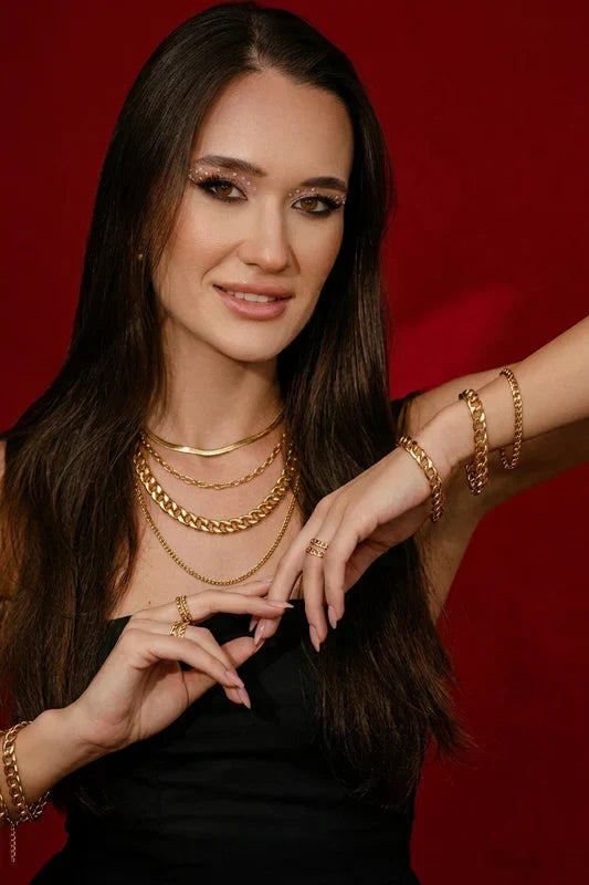 tm-co-layered-gold-chain-necklace-bracelet-set - TM & CO. JEWELS 