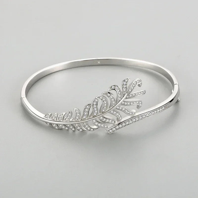 Clear Silver Feather Band - TM & CO. JEWELS 